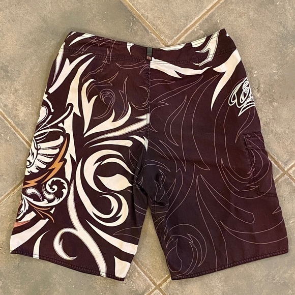 O’Neill 32 Skull Boardshorts, Brown / White , Gothic Skull, Logo Day Of The Dead - Picture 7 of 9
